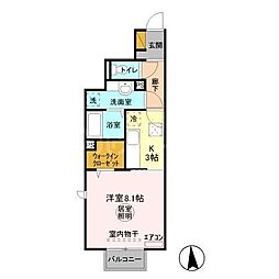 ストラール　Ｄ 1階1Kの間取り