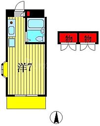 Ｋ’ｓ ＦＬＡＴ1 1階ワンルームの間取り
