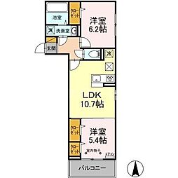 エスポワール 3階2LDKの間取り
