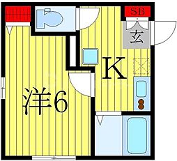 ホープアイランド 1階1Kの間取り