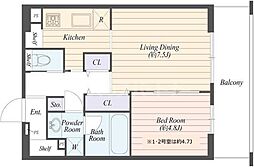 ART　RESIDENCE　IN　KASHIWA-no-HA 2階1LDKの間取り