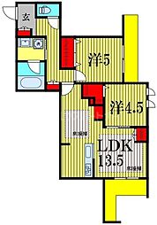 JR常磐線 柏駅 徒歩9分の賃貸マンション 1階2LDKの間取り