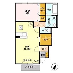 ガーデンパークみずき 1階1LDKの間取り