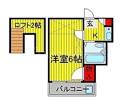 Court豊四季 2階1Kの間取り
