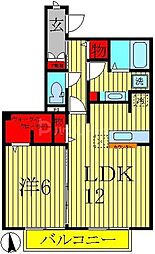 セジュールチェスナットA 1LDKの間取図画像