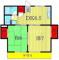 サンハイツ 2DKの間取図画像