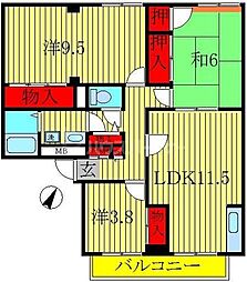 ガーデンビレッジ柏1号棟ハナミズキの棟 3LDKの間取図画像