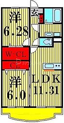 フォレストコート・アゼリア 2LDKの間取図画像