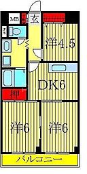 ネモト第三ビル 3DKの間取図画像