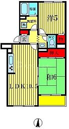カーサ南流山 2LDKの間取図画像