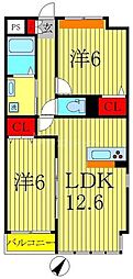 ヴァンクール 2LDKの間取図画像