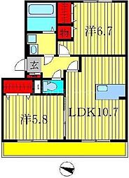 ボヌールおおたかの森1 2LDKの間取図画像