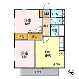 ハイム寿々 2DKの間取図画像