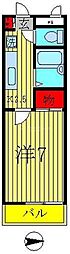 サンエルム豊四季 1Kの間取図画像