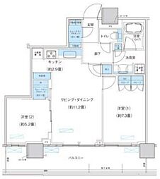 パークシティ柏の葉キャンパスザ・ゲートタワーウエスト 2LDKの間取図画像