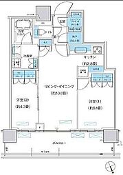 パークシティ柏の葉キャンパスザ・ゲートタワーウエスト 2LDKの間取図画像