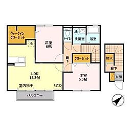 ポルテボヌール2 2LDKの間取図画像