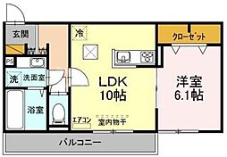 ティアラ2 1LDKの間取図画像