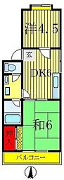 グリーンヒルズ新松戸 2DKの間取図画像