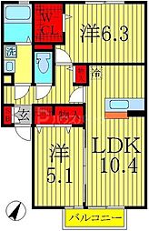 シャルムガーデン1 2LDKの間取図画像