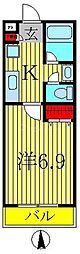 セナリオコート柏5 1Kの間取図画像