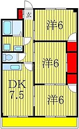 第2パークマンション西原 3DKの間取図画像