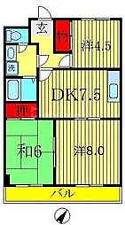 第二田口ビル 3DKの間取図画像