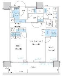 パークシティ柏の葉キャンパスザ・ゲートタワーウエスト 2LDKの間取図画像