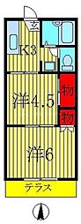 メゾン・ヴェールD 2Kの間取図画像