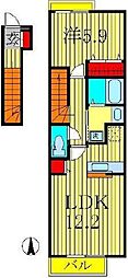 プリンセッサ 1LDKの間取図画像