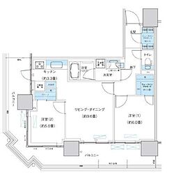 パークシティ柏の葉キャンパスザ・ゲートタワーウエスト 2LDKの間取図画像