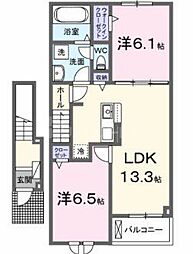 ジェルメ柏B棟 2LDKの間取図画像