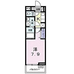 ソフィアフルール2 1Kの間取図画像