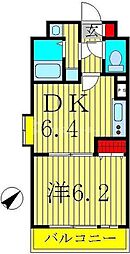 クレール柏 1DKの間取図画像
