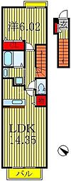 アルカンシェルヒルズ2 1LDKの間取図画像