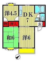 ウインズ梅郷C 3DKの間取図画像