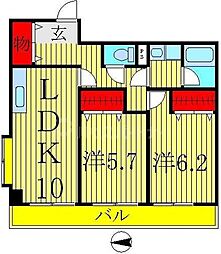 オアシス2000 2LDKの間取図画像