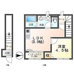 エルミタージュ2 1LDKの間取図画像