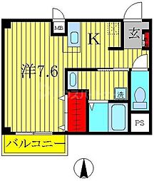 カーサ・アウローラ 1Kの間取図画像