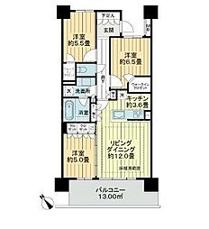 クオン流山おおたかの森 3LDKの間取図画像