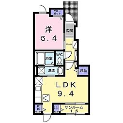 セレノアント 1階1LDKの間取り