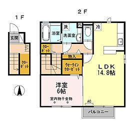 Ｃａｓａ　Ａｌｐｓ(カーサアルプス) 201 2階1LDKの間取り