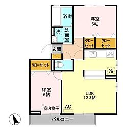 ペイサージュB 2LDKの間取図画像