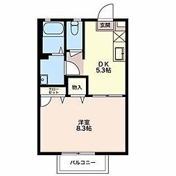 ディアス・ヒロA 1Kの間取図画像