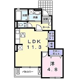 メゾン・カルム 1LDKの間取図画像