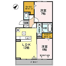ベルコアッサ 2LDKの間取図画像