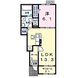 リブハピネス A 1LDKの間取図画像