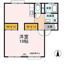 リバティーフジB ワンルームの間取図画像