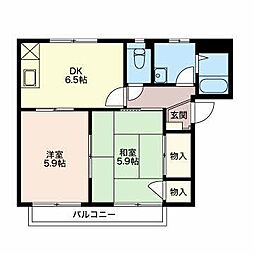 フレグランスアゼリアA 2DKの間取図画像