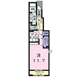 サンバティークA ワンルームの間取図画像